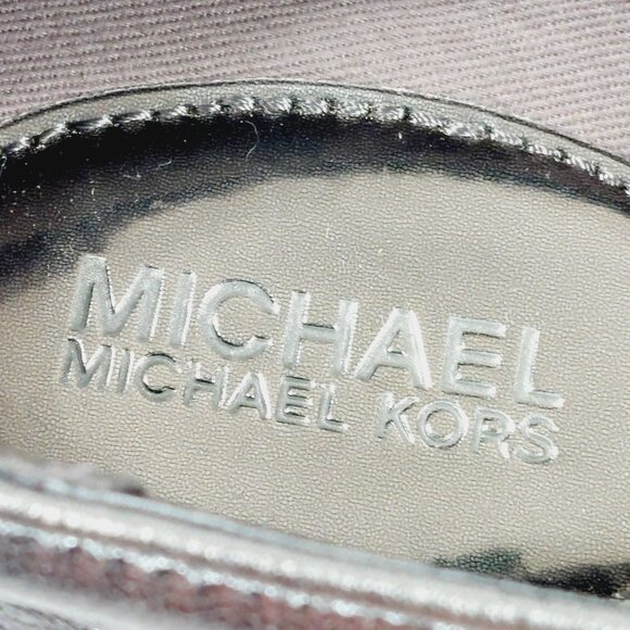 Michael Kors Signature Keaton Gunmetal Silver Leather Sneaker Loafers A20 - Picture 8 of 11